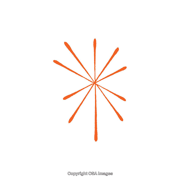 Minimalistic Geometric Starburst with Orange Lines on White Background