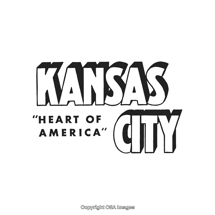 Kansas City Heart of America Typography Charcoal Black Design Illustration