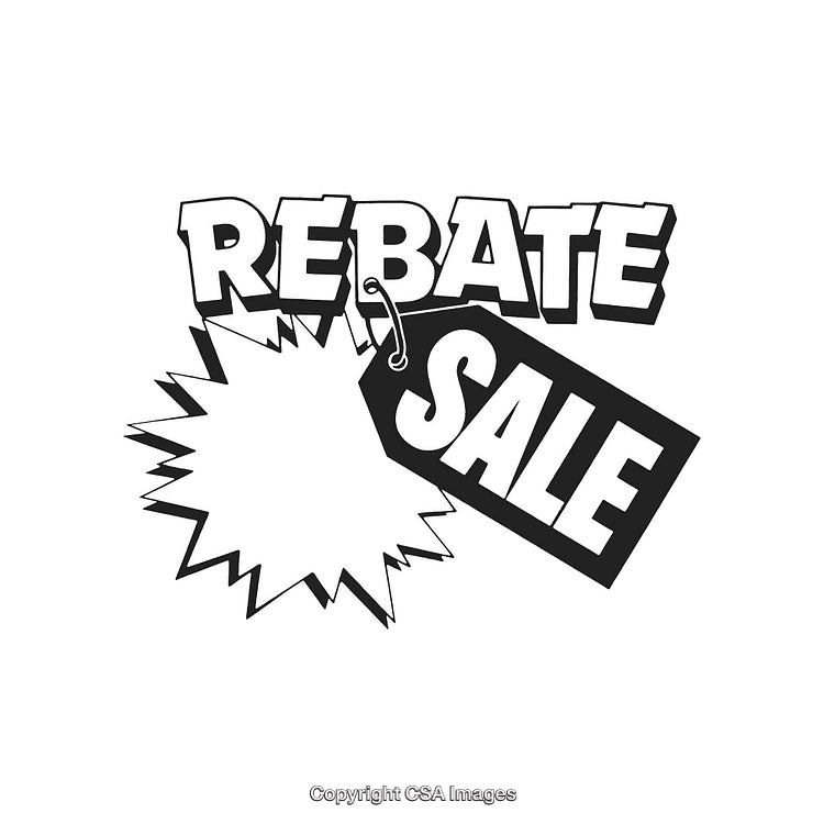 Monochrome Graphic of Rebate Sale Tag Design for Promotions
