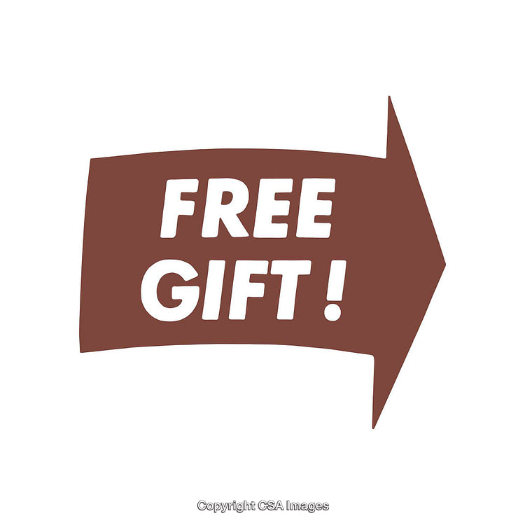 Bold Arrow Icon Featuring 'Free Gift' Text with Simple Design