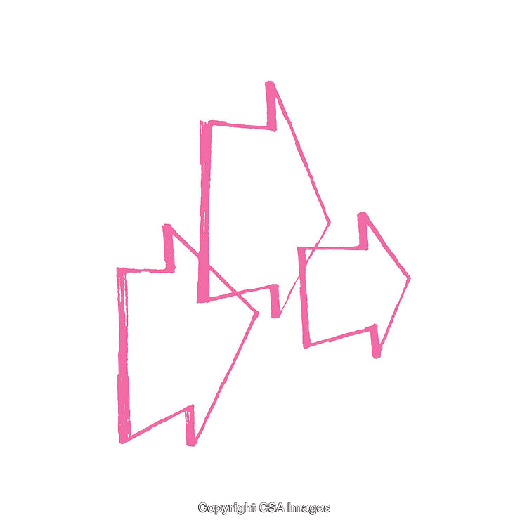 Three Pink Sketched Arrows Pointing to the Right on a White Background