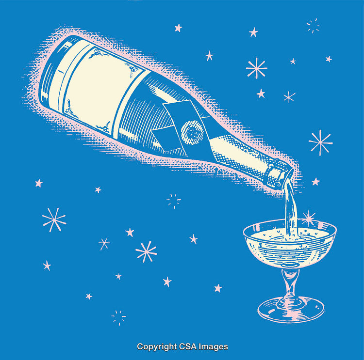 Elegant Champagne Bottle Pouring Sparkling Wine into a Glass