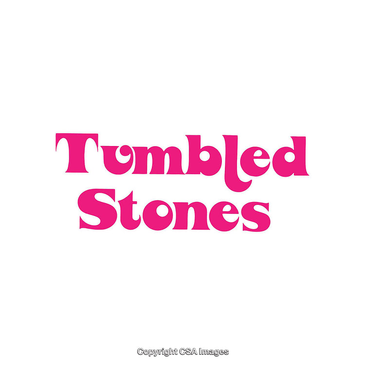 Bold Pink Retro Text Design Featuring "Tumbled Stones" on Clean White Background