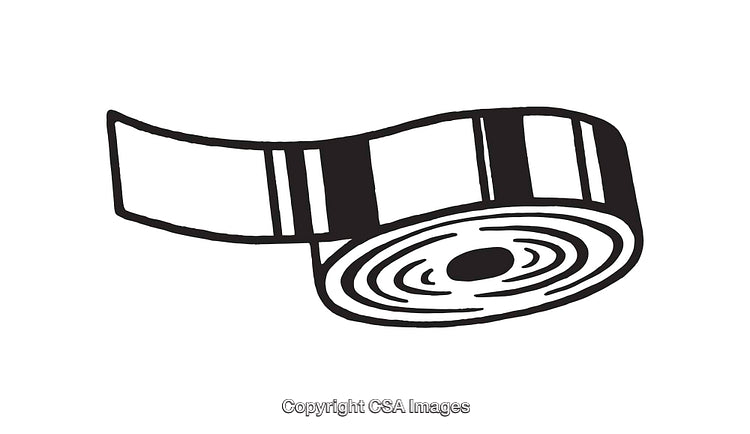 Black and White Line Art Illustration of a Roll of Tape