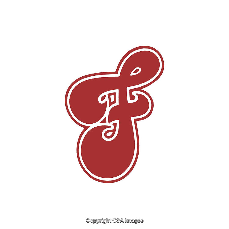 Red Artistic Calligraphy of the Letter E on White Background