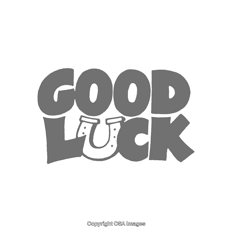 Stylized Good Luck Text Design with Horseshoe Graphics for Positive Messaging