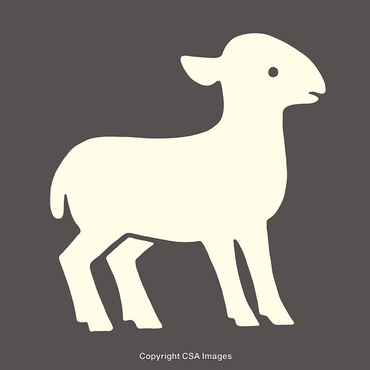 Simple Vector Silhouette of a Standing Young Lamb or Sheep