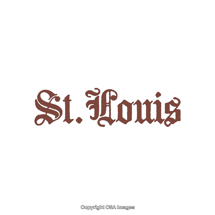 Vintage St. Louis Text Logo with Gothic Font on Solid Background