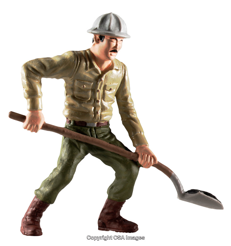 Plastic Toy Figure of a Worker Holding a Shovel