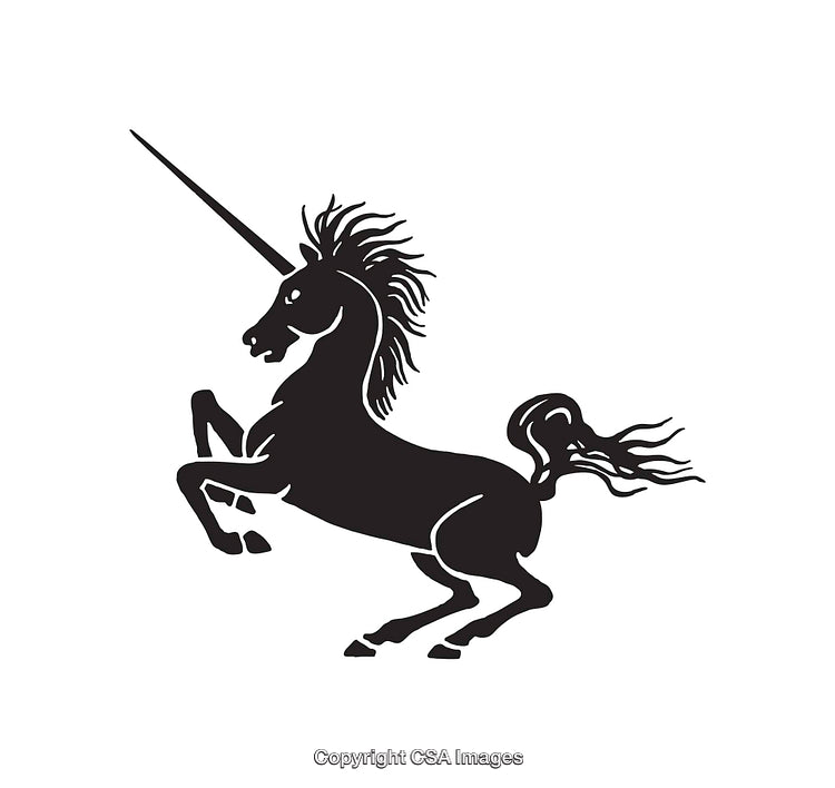 Elegant Black and White Silhouette of a Majestic Unicorn Illustration