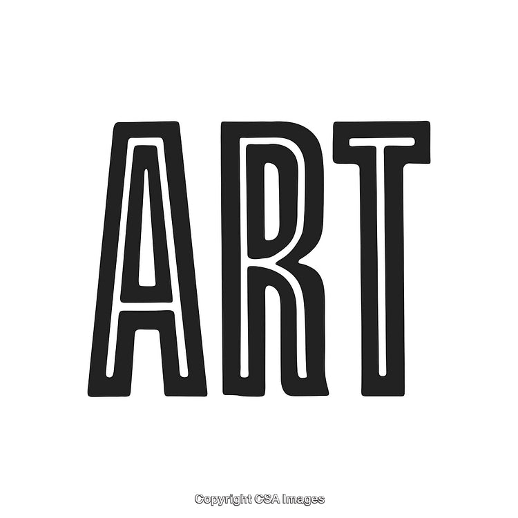 Stylized Black And White ART Typography on a Clean White Background