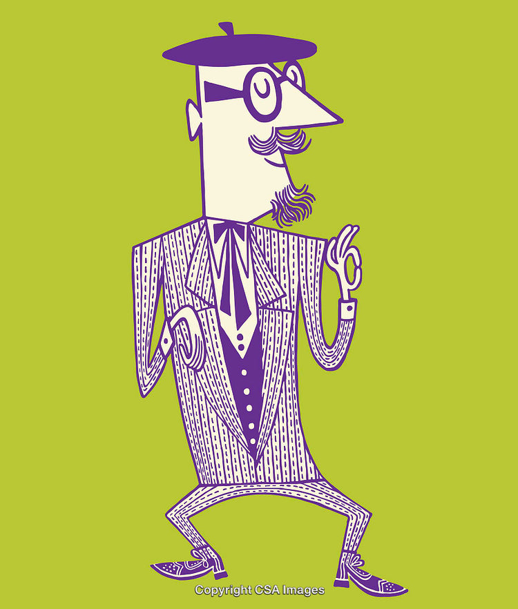 Stylish Person in Line Art Illustration with a Bold Color Scheme