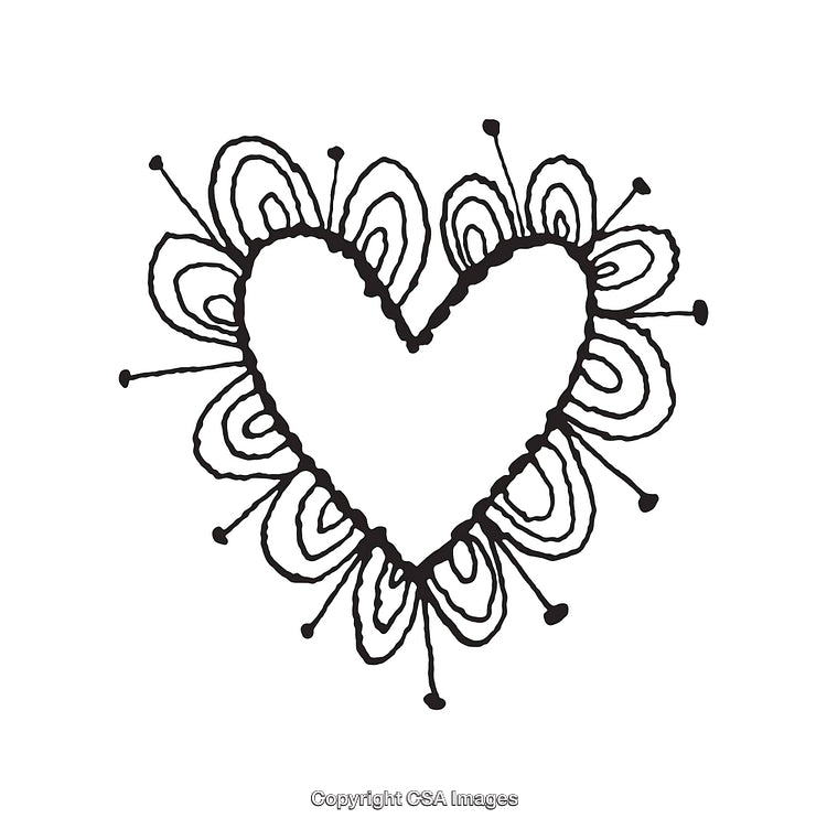 Hand-Drawn Heart Design with Decorative Floral Elements
