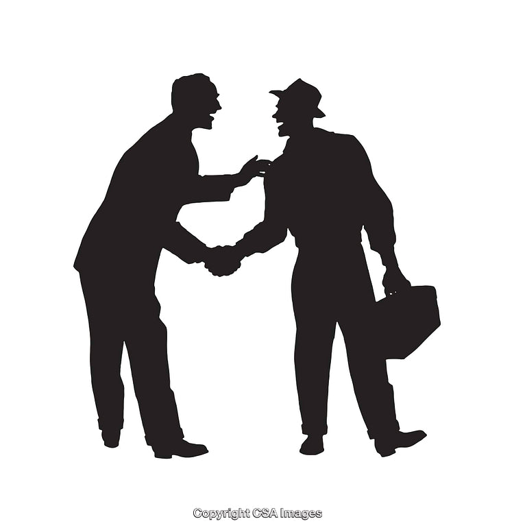 Silhouette of Two Individuals Shaking Hands in Greeting Pose