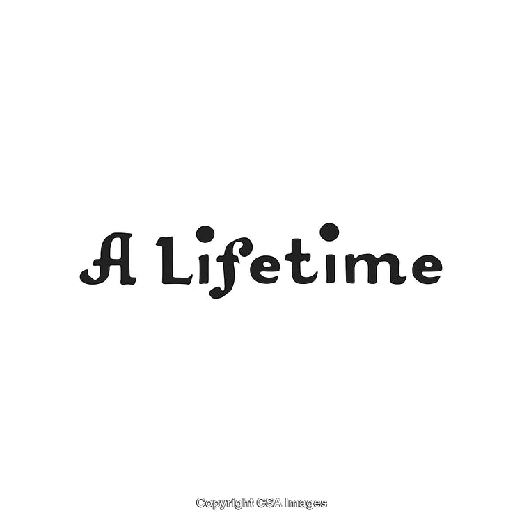 Black Stylized Typography Reading 'A Lifetime' on White Background