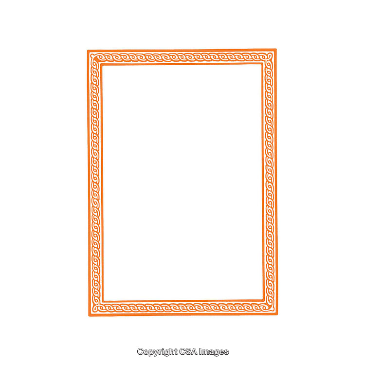 Decorative Orange Rectangular Frame with Intricate Geometric Pattern Design