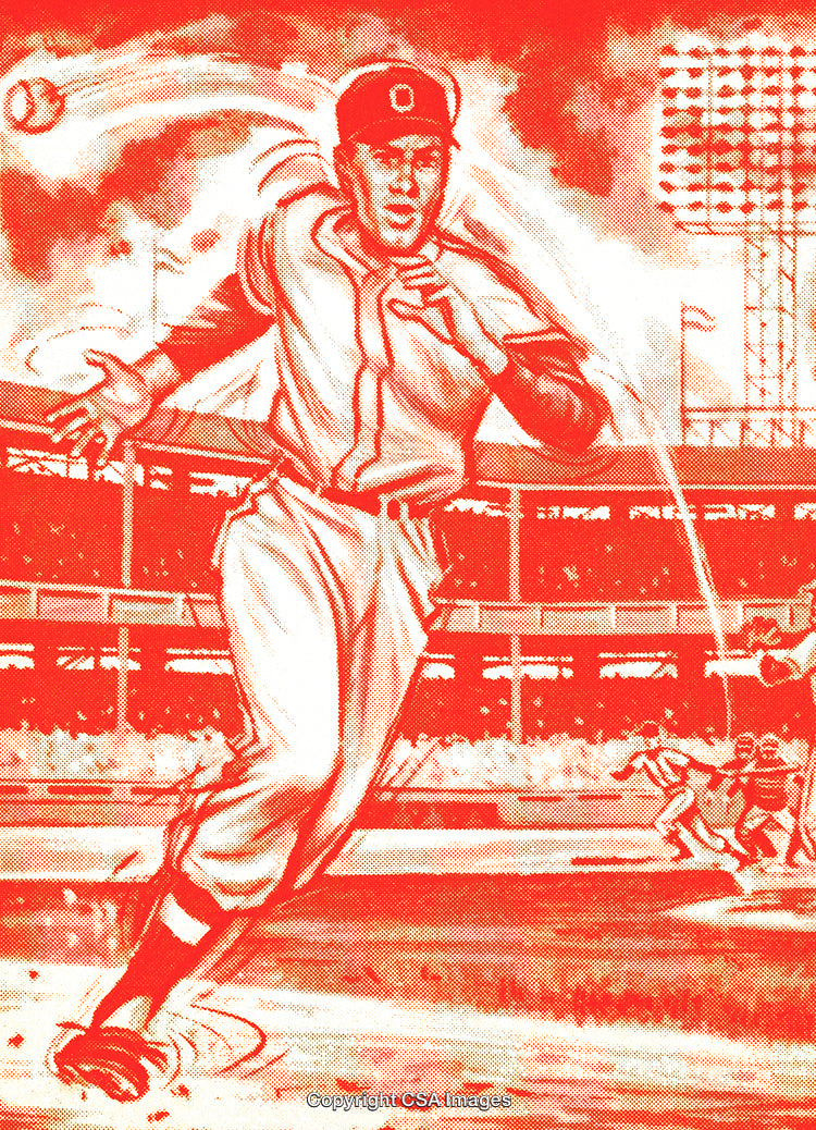 Vintage Baseball Illustration of a Player Sprinting During a Game