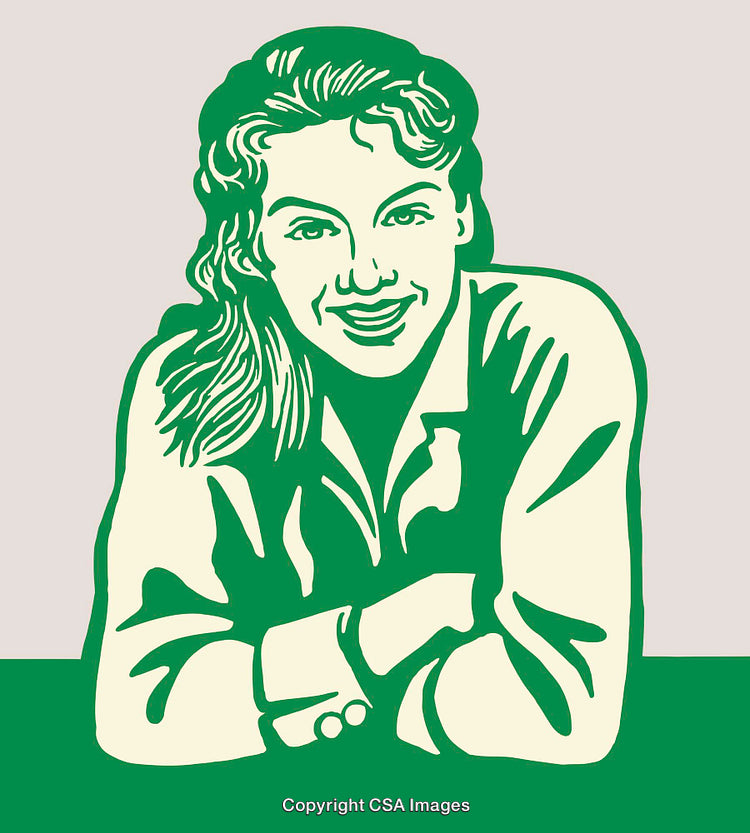 Colorful Line Art Illustration of a Smiling Person in a Relaxed Pose