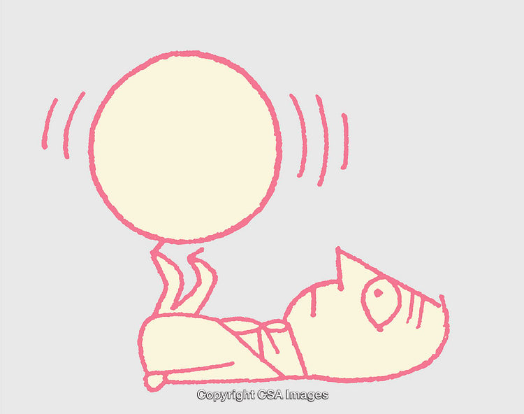 Minimalistic Illustration of Character Balancing a Large Sphere Overhead