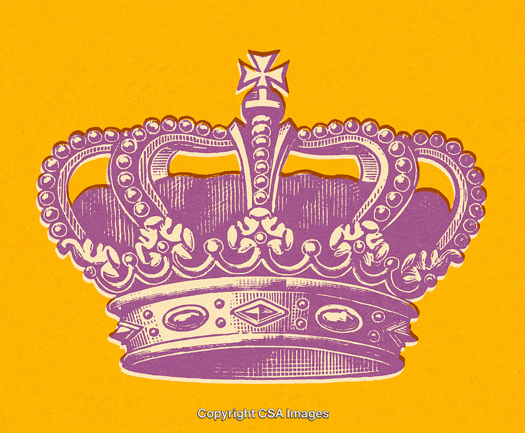 Illustration of an Ornate Royal Crown on Yellow Background