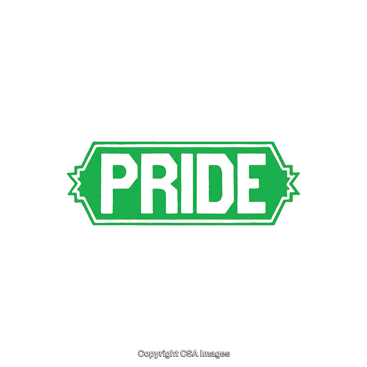 Green Highlighted Pride Text Graphic with Unique Font Design