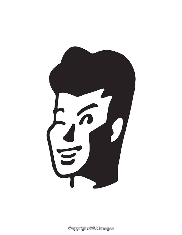 Minimalist Black and White Line Art of a Smiling Man