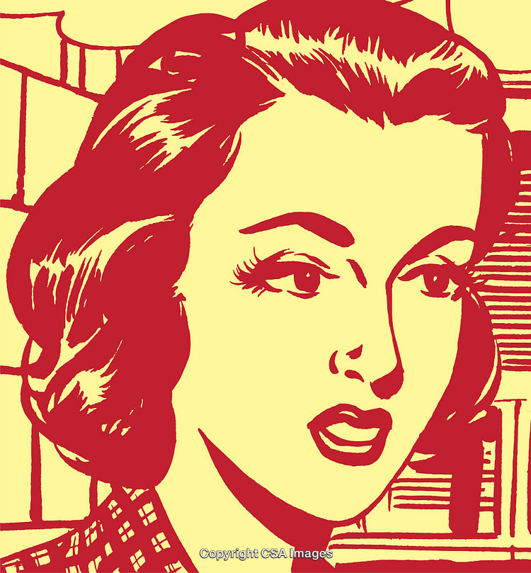 Retro Styled Pop Art Illustration of Surprised Woman in Vintage Design