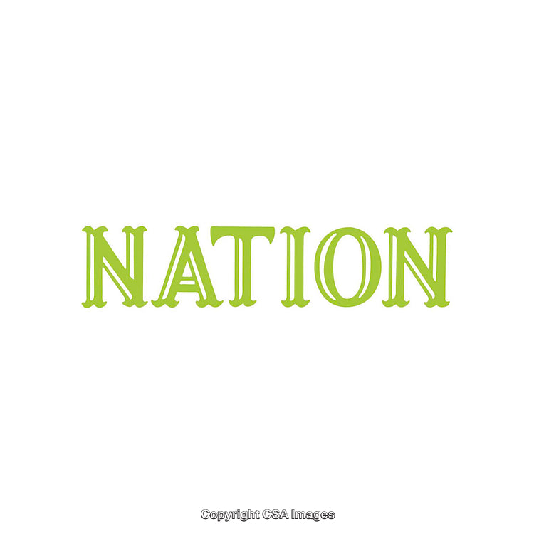 Green Nation Word Art in Elegant Font on White Background