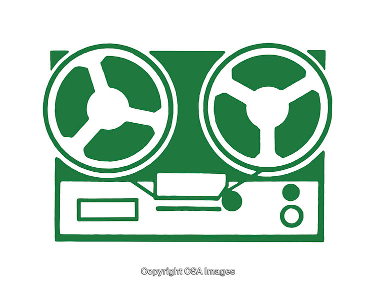 Vintage Reel-to-Reel Tape Recorder Icon in Minimalist Green Style