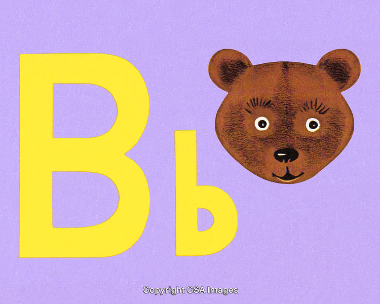 Illustration of Bear and Cyrillic Letters on Purple Background