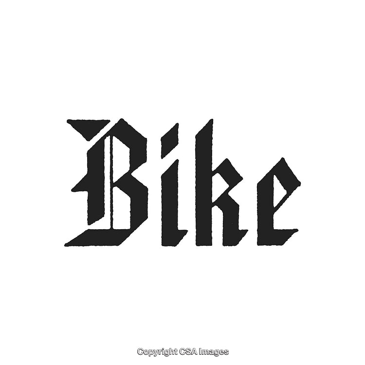 Gothic Style Bicycle Font Design Wordmark on White Background