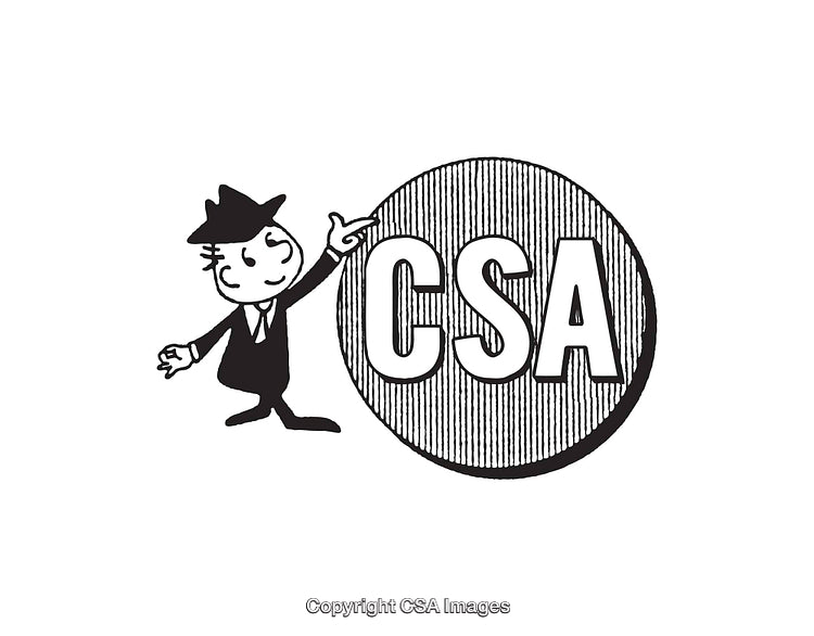 Vintage Line Art Illustration Featuring A Character with Text CSA