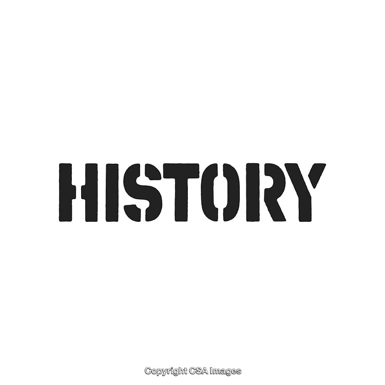 Black Stenciled History Text On White Background With Minimal Style