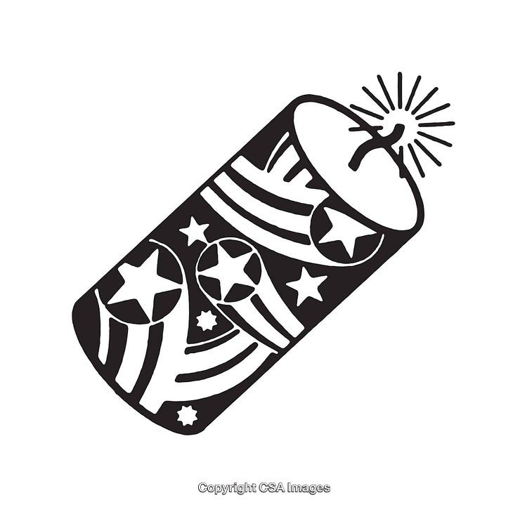 Black and White Line Art of Festive Firework Design