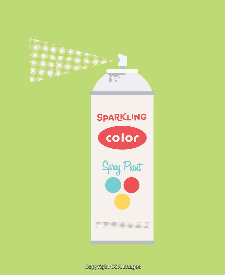 Colorful Spray Paint Can Illustration with Creative Design on Green Background