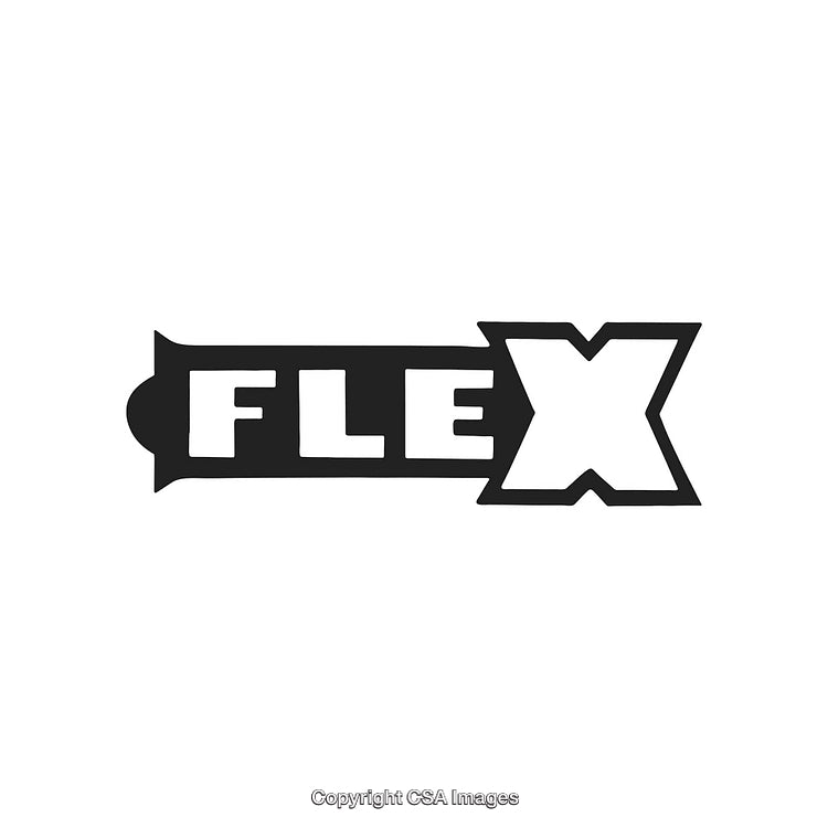 Bold Black and White Flex Logo Design with Distinct Font