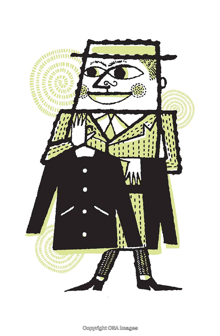 Quirky Cartoon Drawing of a Character Holding a Long Coat