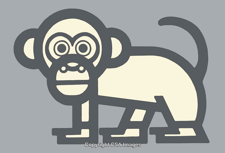 Playful Monkey Graphic Art Illustration with Dynamically Styled Lines