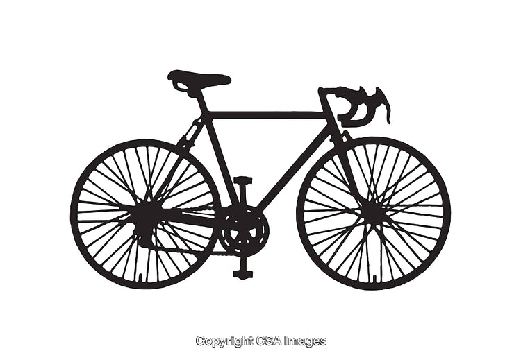 Black and White Line Art Illustration of a Road Bicycle