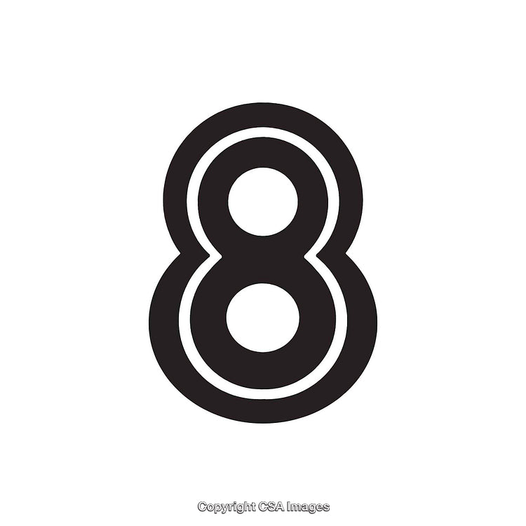 Black Number Eight Symbol on a White Background for Graphic Projects