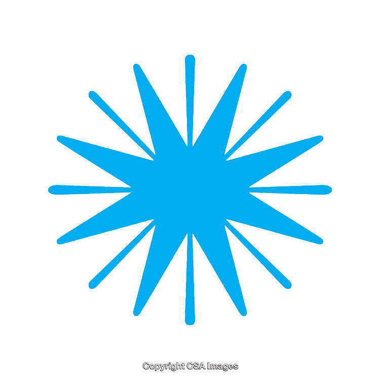 Bright Blue Starburst Shape with Radial Lines on White Background