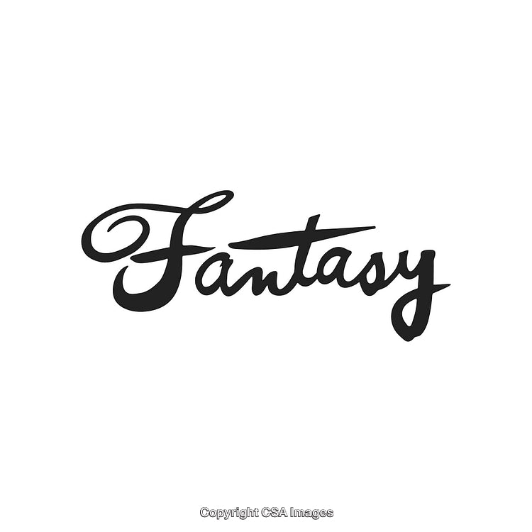 Elegant Black 'Fantasy' Script Text on Clean White Background