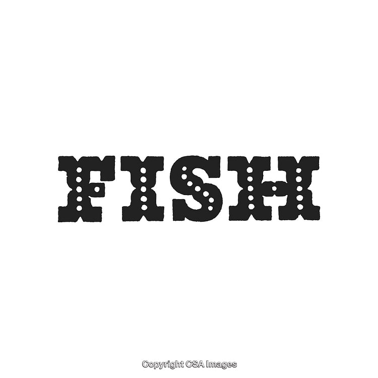 Bold Fish Typography Artwork in Classic Black and White Style
