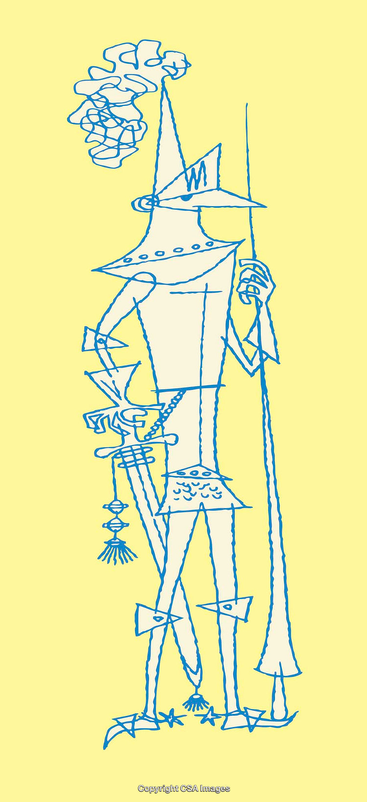 Abstract Line Art Knight Illustration with Unique Details and Simplistic Design