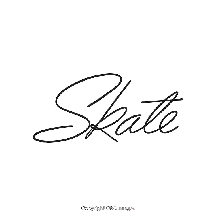 Elegant Minimalist Calligraphy of the Word 'Skate' on White Background