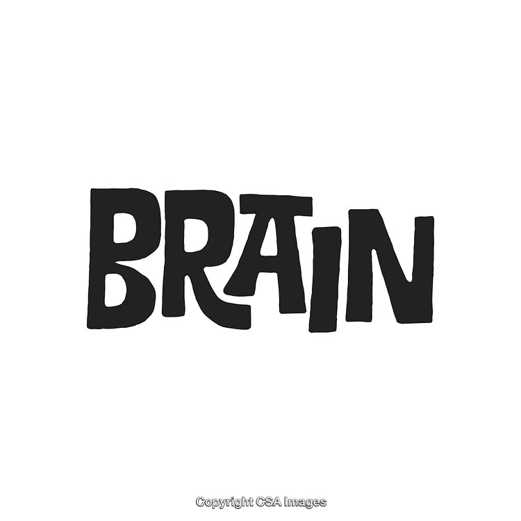 Hand-Drawn Black Text Reading Brain Isolated on White Background