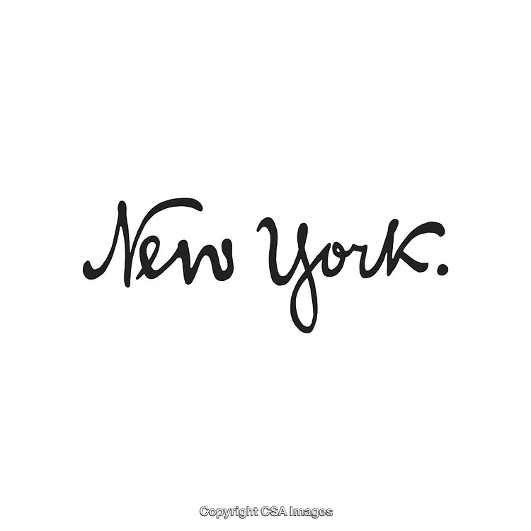 Handwritten New York Text in Stylish Black Letters on White Background
