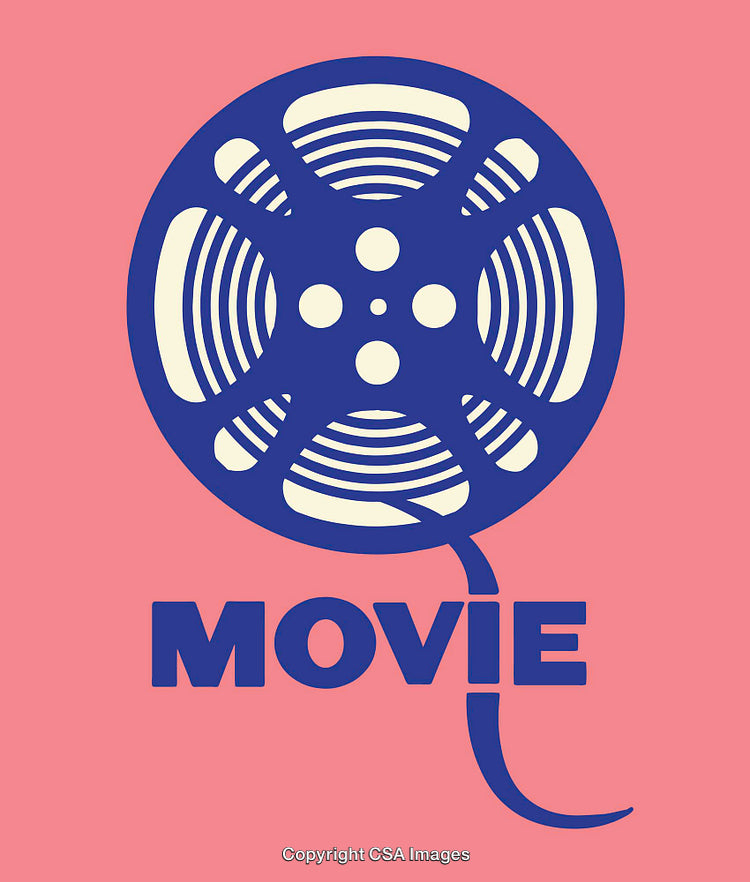 Film Reel Symbol on Pink Background in Modern Graphic Style