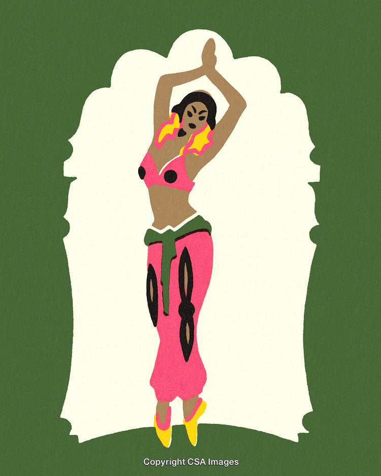 Colorful Stylized Dancer Illustration with Elegant Pose and Dynamic Design