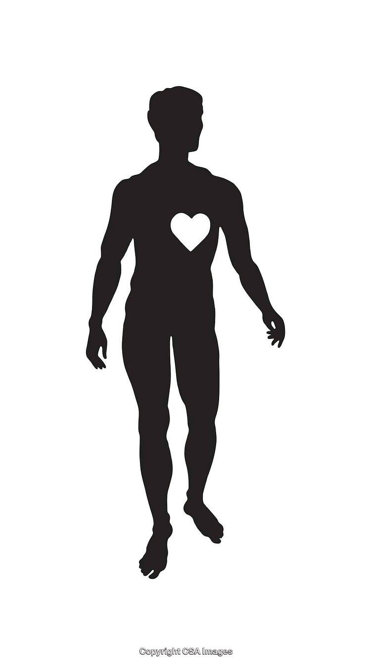 Silhouette Art of a Person with Heart Highlight in Black and White
